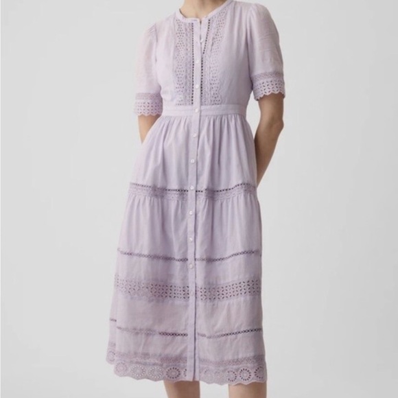 GAP Dresses & Skirts - GAP Lavender Eyelet Midi Dress
